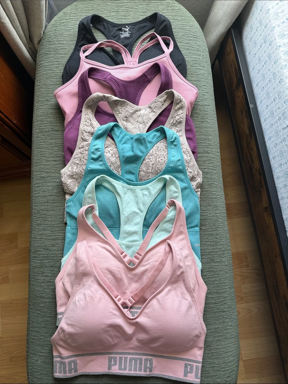 Mixed Color Racerback Sports Bra Bundle — Pink, Teal, Plum, Black - Picture 1 of 9